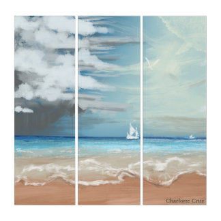 Ocean storm on the horizon triptych