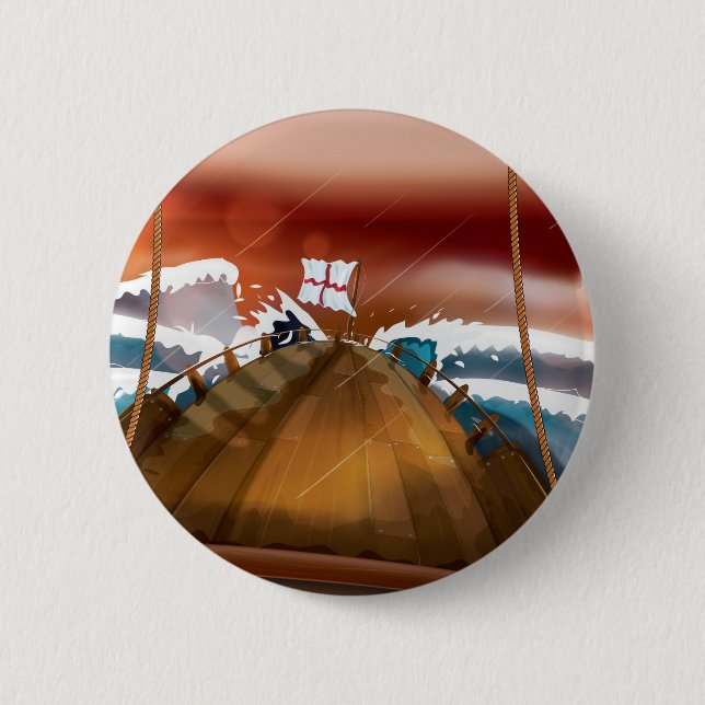 Ocean Storm Sail Ship Button (Front)