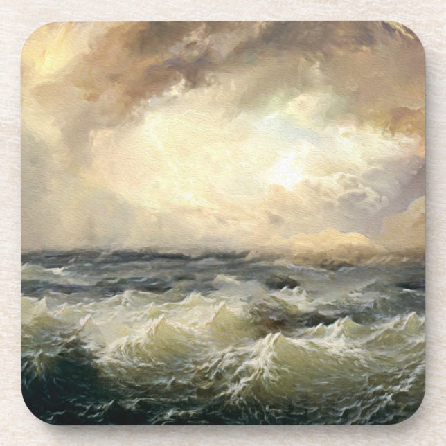 Ocean Storm Waves  Beverage Coaster (Front)