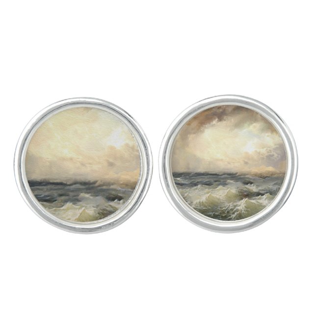 Ocean Storm Waves Cufflinks (Front)