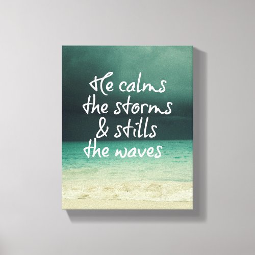 Ocean Storm with God Quote Canvas Print
