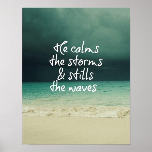 Ocean Storm with God Quote Poster