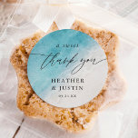 Ocean Summer Beach Sweet Thank You Favor Classic Round Sticker<br><div class="desc">Ocean Summer Beach Sweet Thank You Favor Wedding Stickers</div>