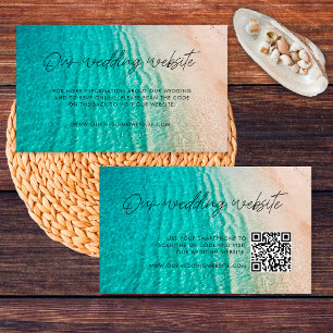 Ocean Summer Beach Wedding Website RSVP Qr Code Enclosure Card