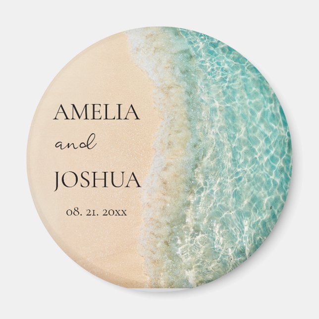 Ocean Summer Blue Beach White Sand Wedding Party Magnet (Front)