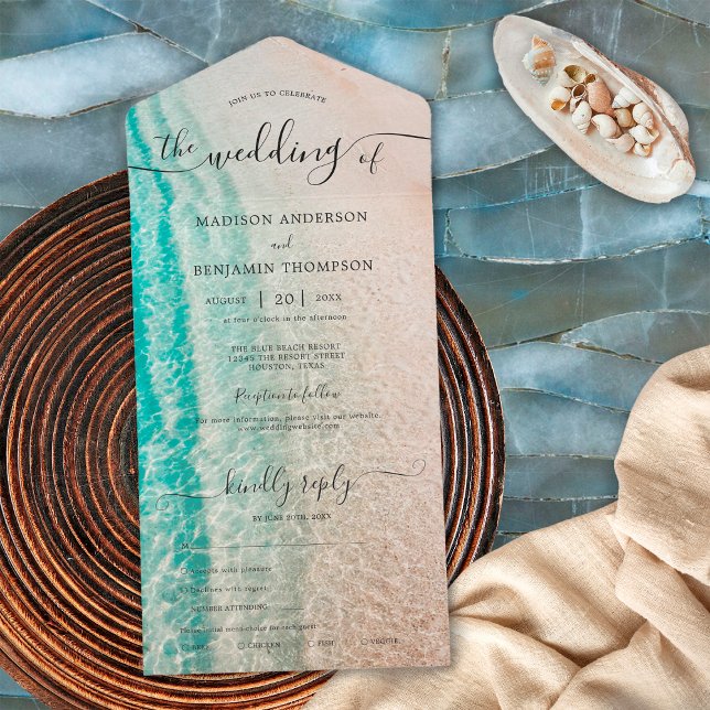 Ocean Summer Tropical Destination Beach Wedding All In One Invitation (Creator Uploaded)