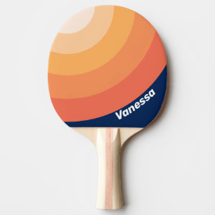 Ocean Sun Fall Circle Stripe with Name Ping Pong Paddle