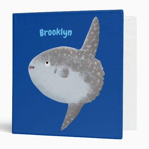 Ocean sunfish mola mola cute cartoon 3 ring binder