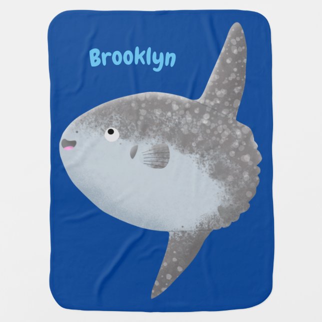 Ocean sunfish mola mola cute cartoon  baby blanket (Front)