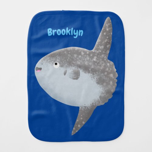 Ocean sunfish mola mola cute cartoon  baby burp cloth