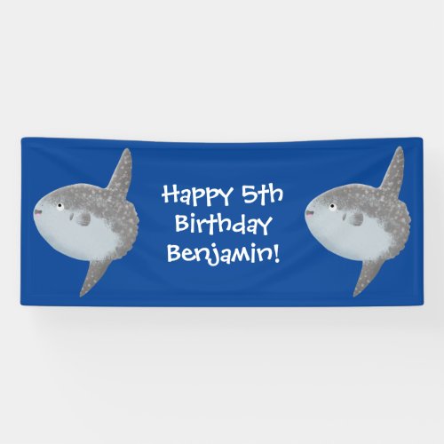 Ocean sunfish mola mola cute cartoon banner