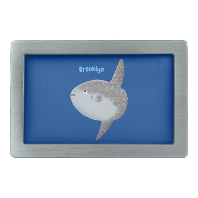 Ocean sunfish mola mola cute cartoon  belt buckle (Front)