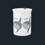 Ocean sunfish mola mola cute cartoon  beverage pitcher<br><div class="desc">The largest bony fish in the world - the ocean sunfish or Mola mola in cute cartoon illustration style.</div>