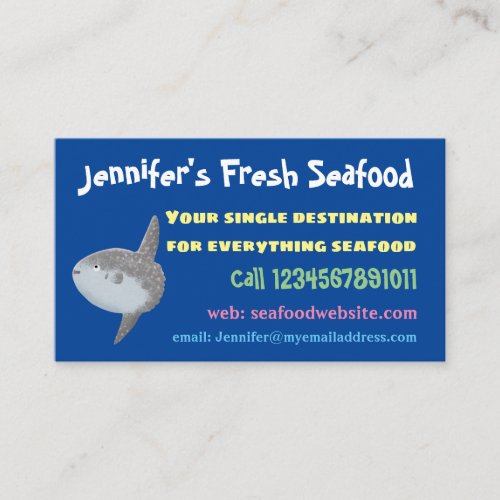 Ocean sunfish mola mola cute cartoon business card
