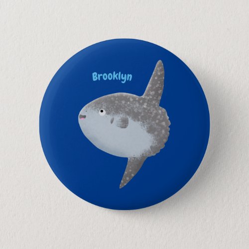 Ocean sunfish mola mola cute cartoon  button