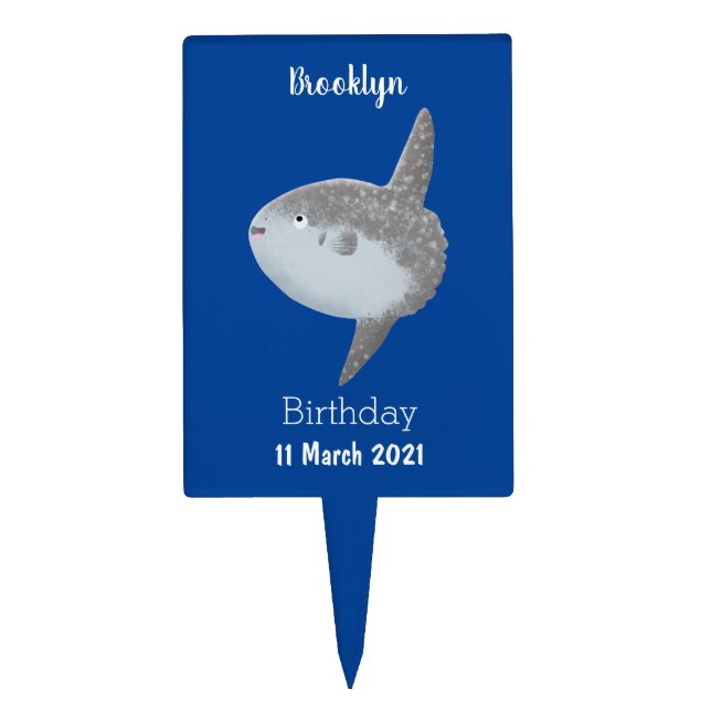 Ocean sunfish mola mola cute cartoon  cake topper (Front)
