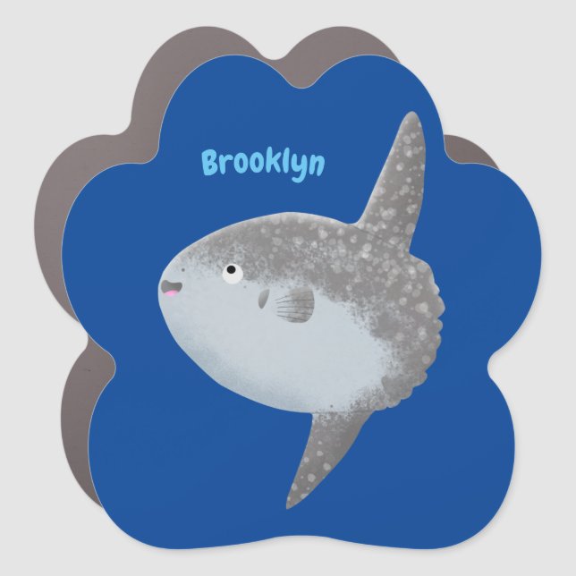 Ocean sunfish mola mola cute cartoon car magnet (Front)