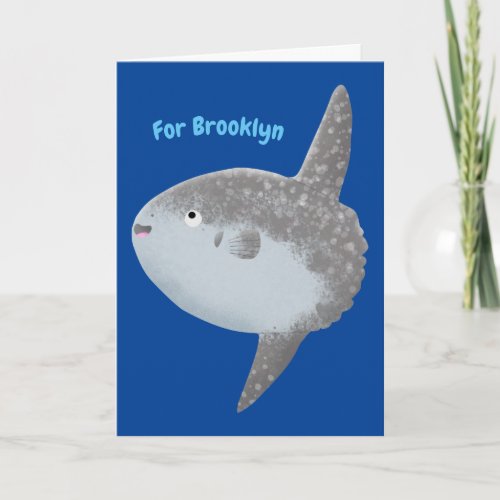 Ocean sunfish mola mola cute cartoon card
