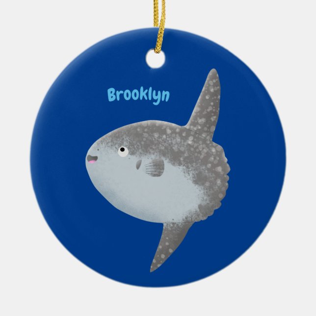 Ocean sunfish mola mola cute cartoon ceramic ornament (Front)