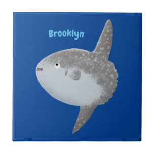 Ocean sunfish mola mola cute cartoon ceramic tile