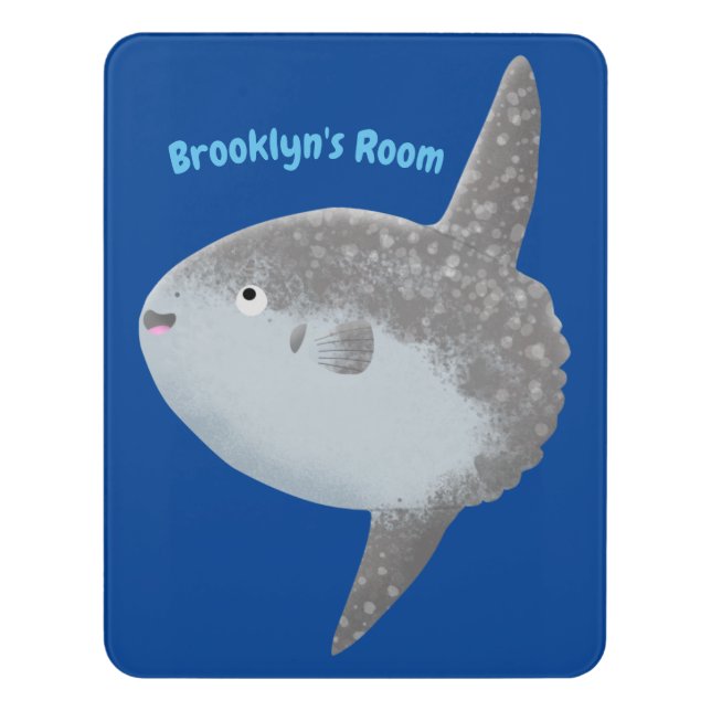 Ocean sunfish mola mola cute cartoon door sign (Contemporary Vert)