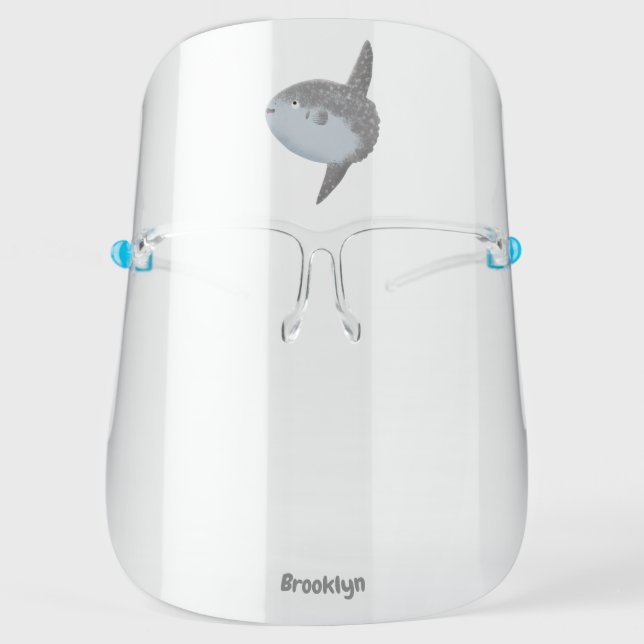 Ocean sunfish mola mola cute cartoon face shield (Front)