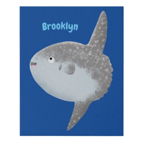 Ocean sunfish mola mola cute cartoon faux canvas print