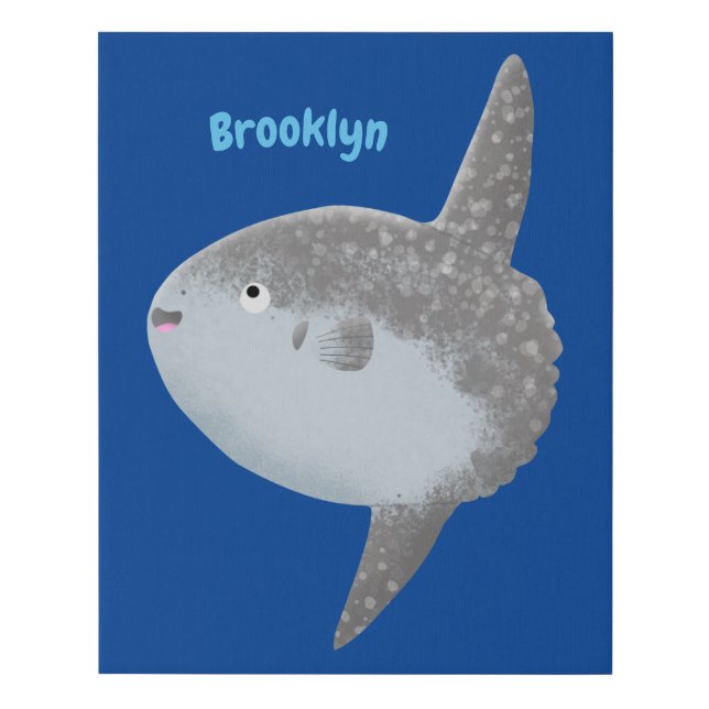 Ocean sunfish mola mola cute cartoon faux canvas print (Front)