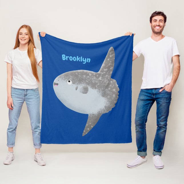 Ocean sunfish mola mola cute cartoon  fleece blanket (In Situ)