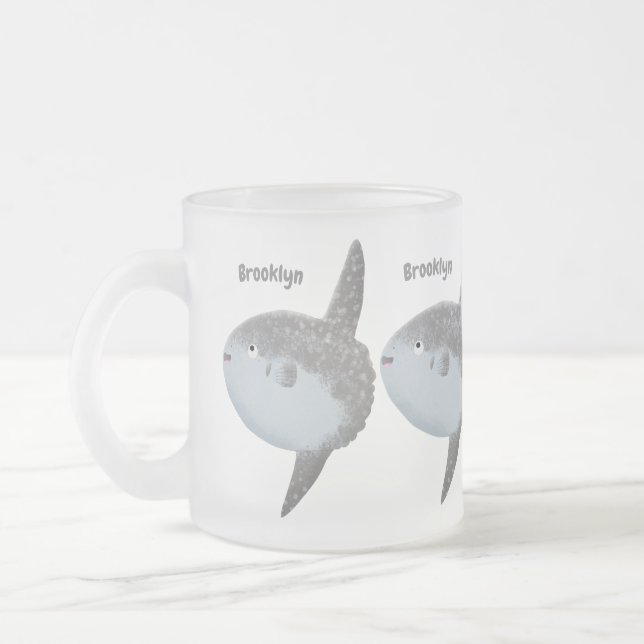 Ocean sunfish mola mola cute cartoon frosted glass coffee mug (Left)