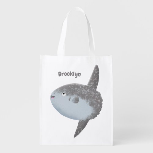 Ocean sunfish mola mola cute cartoon grocery bag