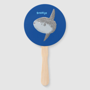Ocean sunfish mola mola cute cartoon hand fan