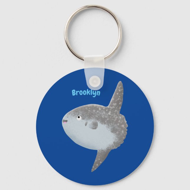 Ocean sunfish mola mola cute cartoon  keychain (Front)