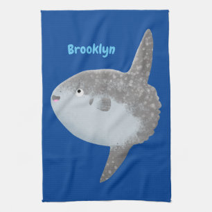 Ocean sunfish mola mola cute cartoon  kitchen towel