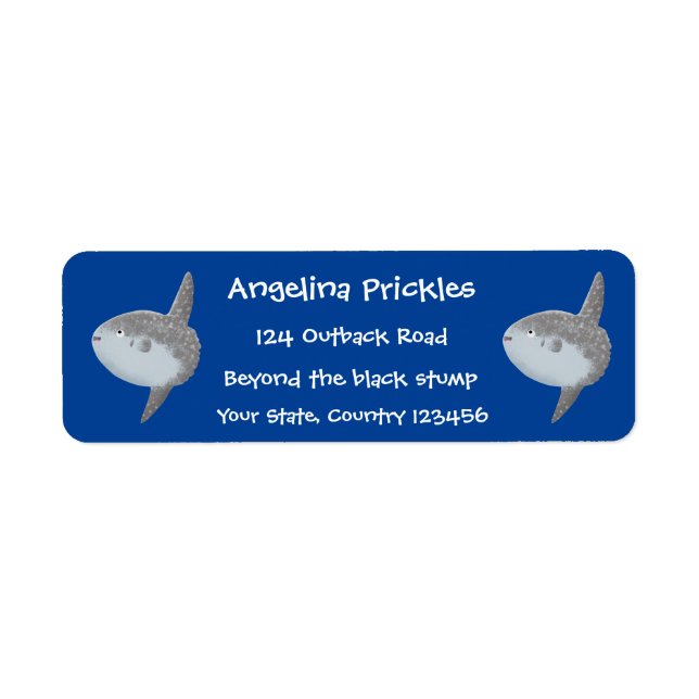 Ocean sunfish mola mola cute cartoon label (Front)