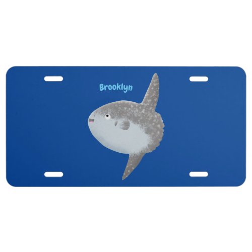 Ocean sunfish mola mola cute cartoon license plate