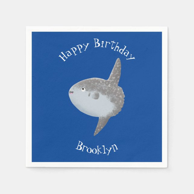 Ocean sunfish mola mola cute cartoon napkins (Front)