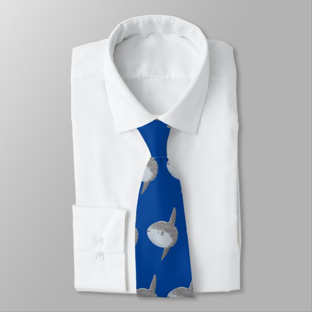 Ocean sunfish mola mola cute cartoon neck tie (Tied)