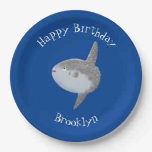 Ocean sunfish mola mola cute cartoon paper plates