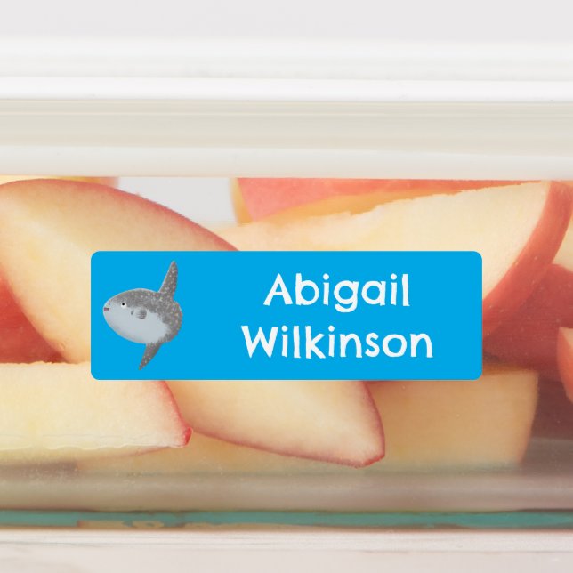 Ocean sunfish mola mola cute cartoon personalized labels (Affixed)