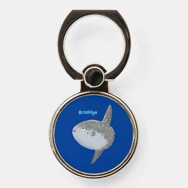 Ocean sunfish mola mola cute cartoon  phone ring stand (Front)