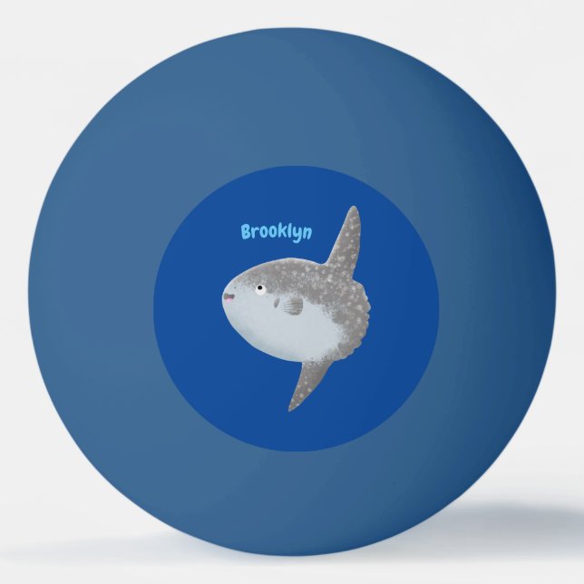 Ocean sunfish mola mola cute cartoon ping pong ball (Front)
