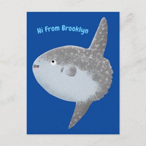 Ocean sunfish mola mola cute cartoon postcard