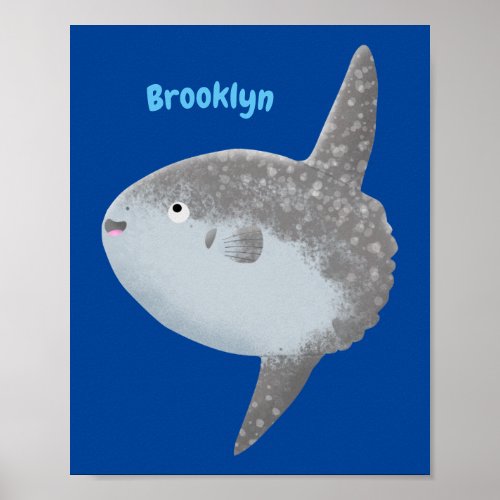 Ocean sunfish mola mola cute cartoon  poster