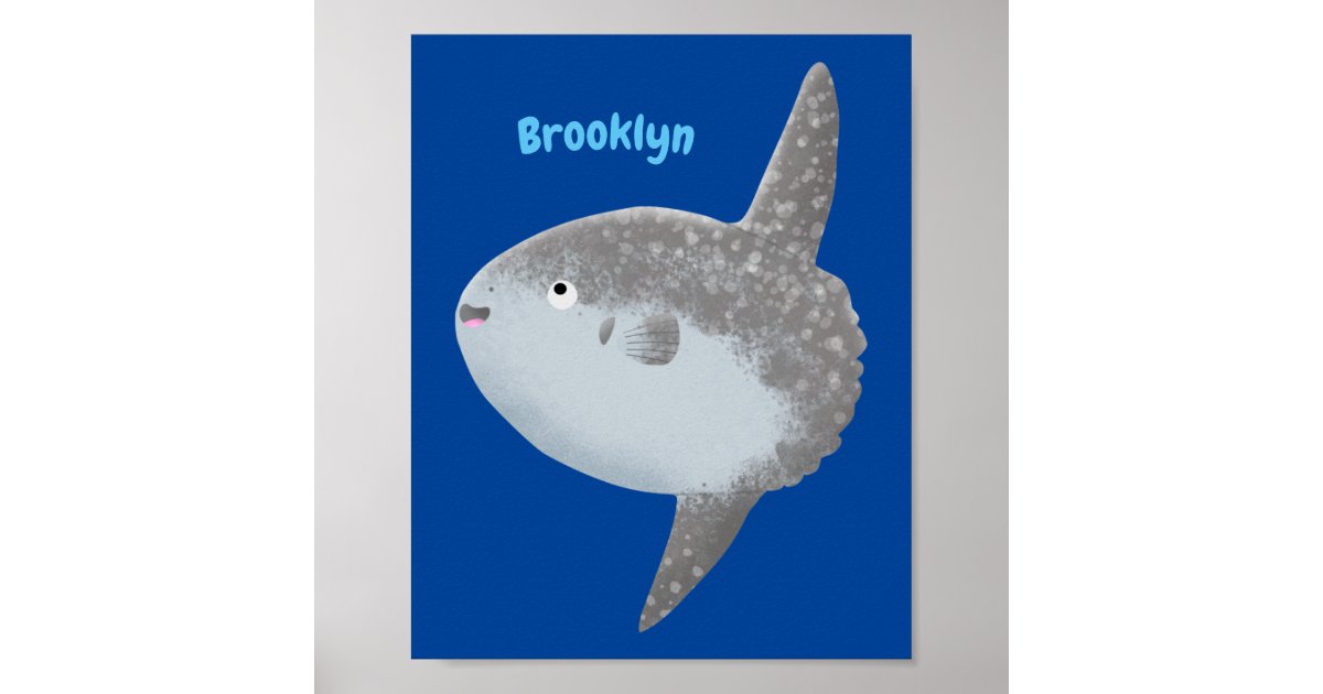 Ocean sunfish mola mola cute cartoon poster