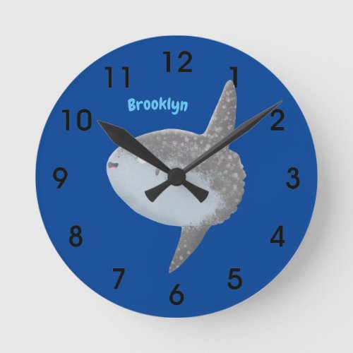 Ocean sunfish mola mola cute cartoon round clock