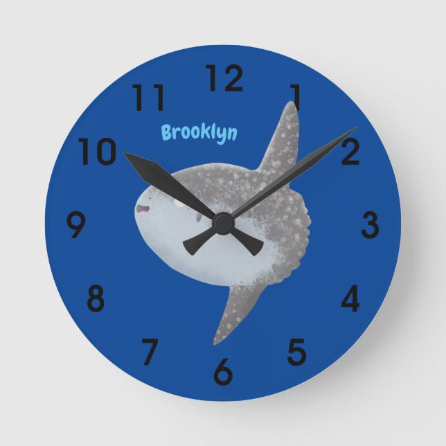 Ocean sunfish mola mola cute cartoon round clock (Front)