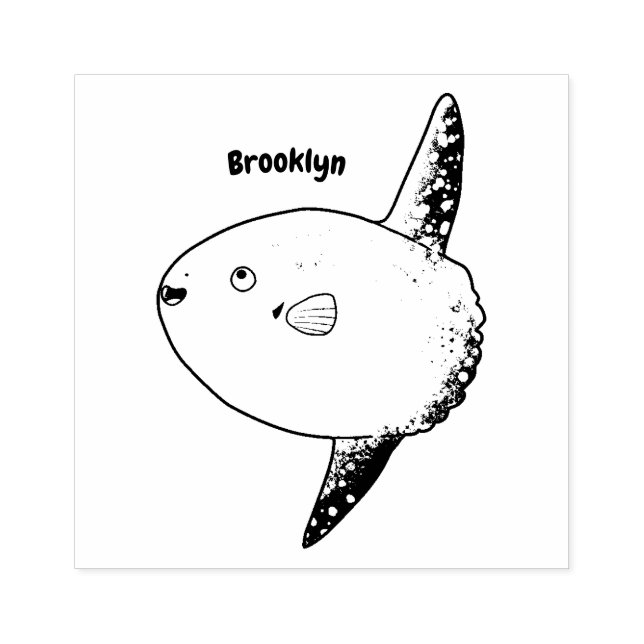 Ocean sunfish mola mola cute cartoon rubber stamp (Imprint)