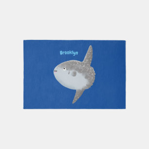 Ocean sunfish mola mola cute cartoon rug