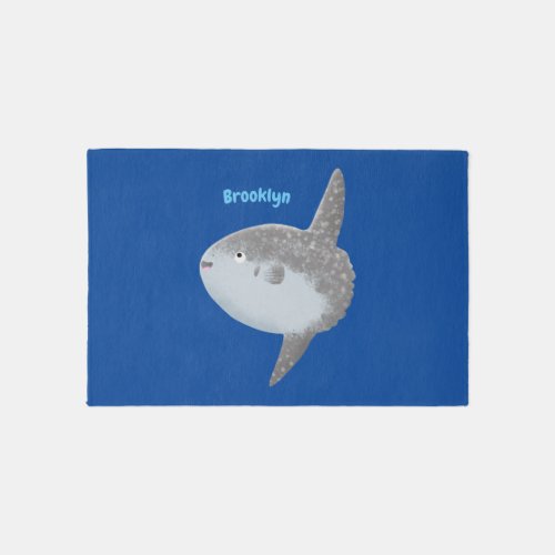 Ocean sunfish mola mola cute cartoon rug